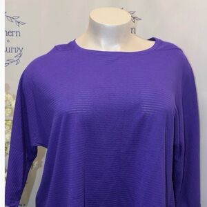 Be Inspired Purple Stripe High/Low LS Blouse 3X